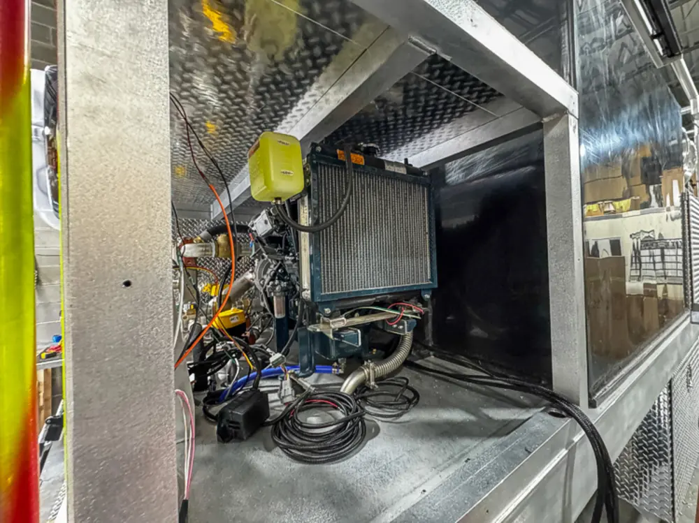 Top deck grate and rail detail in shop, photo 67 of 303.